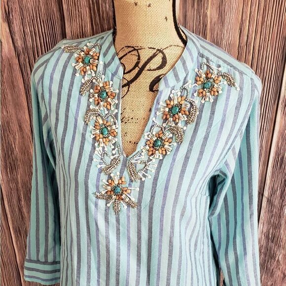 Soft Surroundings Beaded Embellished Top with pockets, Size PXS - Picture 5 of 15